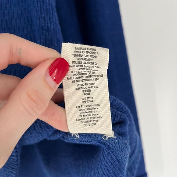 Free People Rainbow Blue Long Sleeve Drop Shoulder Thermal Henley Top Small - Picture 11 of 11